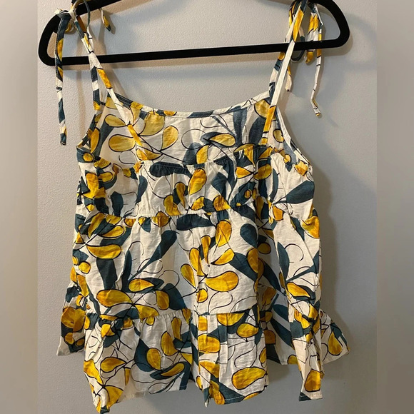 Mine Leaf Baby Doll Tie Top Straps Women’s medium Floral Top NWOT - Picture 5 of 5